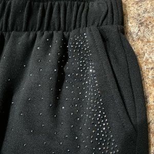 Vocal Women’s Jogger Pants with Side Pockets and Bling Jet Black Narrowed Leg